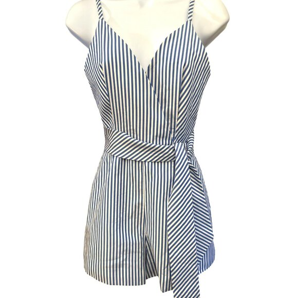 Finders Keepers Blue White Blow Your Mind Romper Size XS Preppy Revolve NWT - Picture 3 of 9